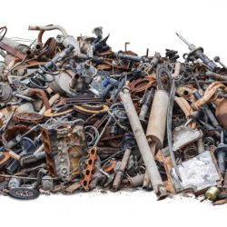 rusty metal car parts isolated on the white background